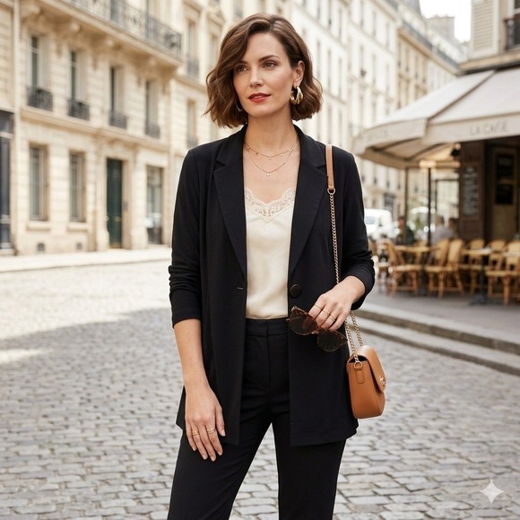 Susan Graver Jackets & Blazers - Susan Graver Officecore Blazer Women 1XP Black Single Button Notched Lapel